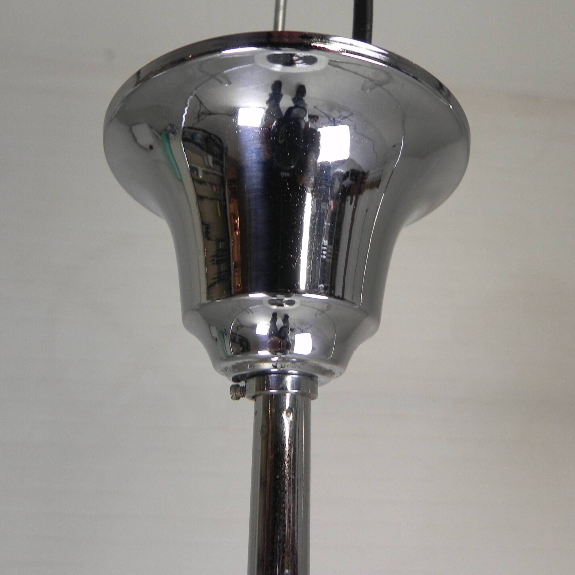 Art Deco suspension with opaline lampshade, Val St Lambert, 1930s