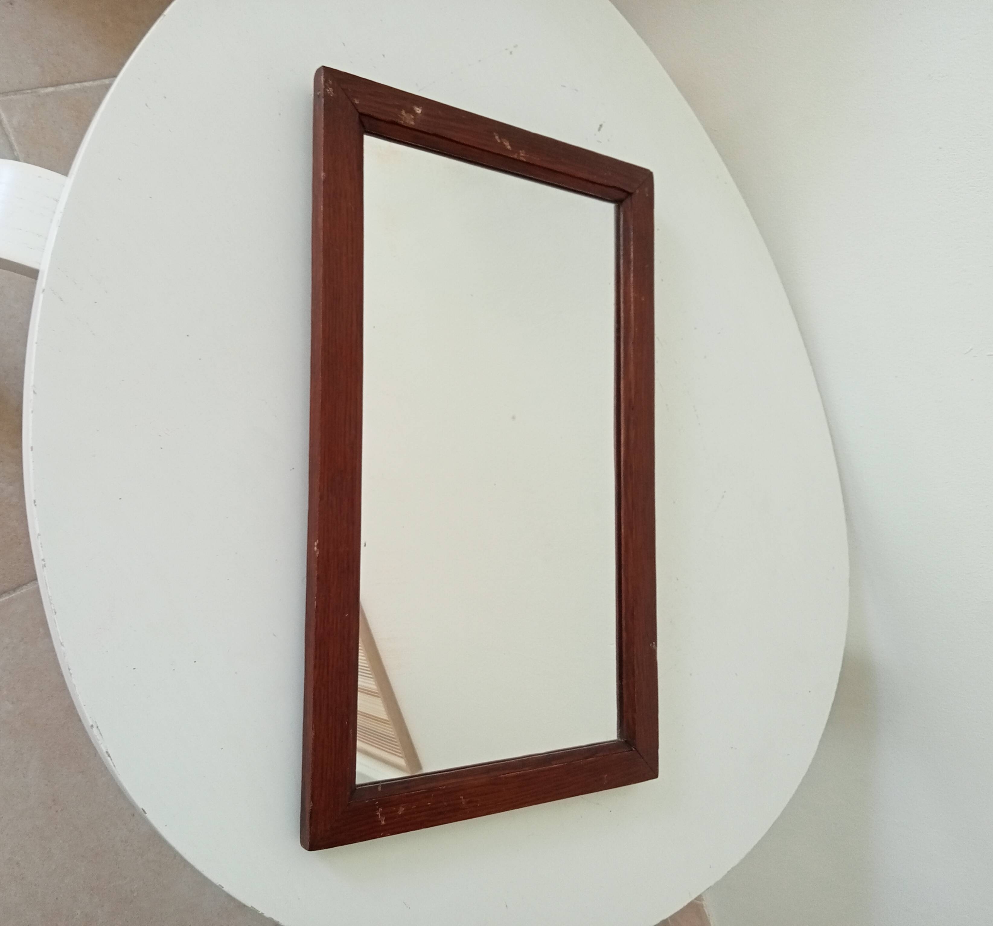 Vintage rectangular mirror in solid wood