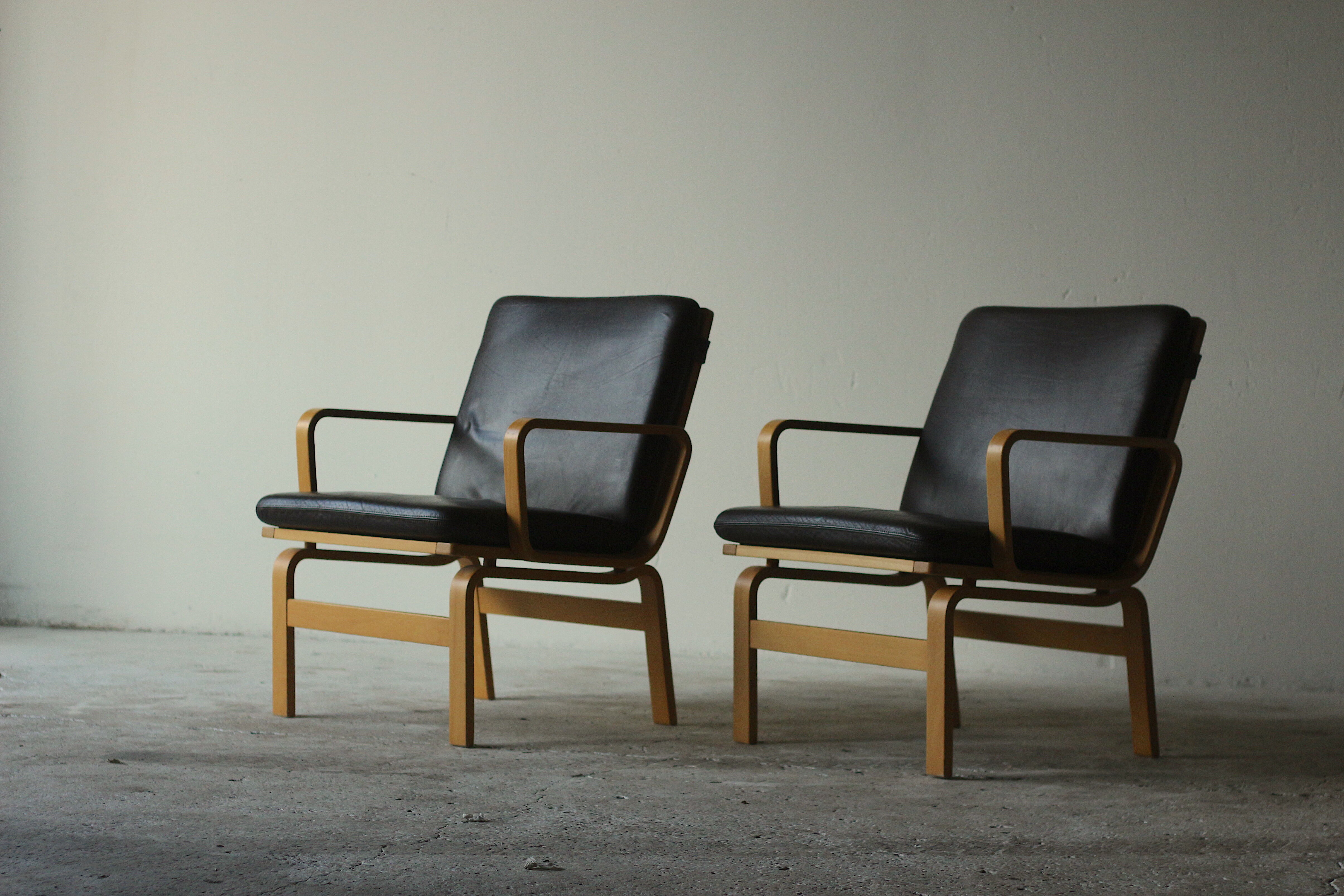 Pair of Mid Century Leather Armchairs by JOC Sweden, 1970's
