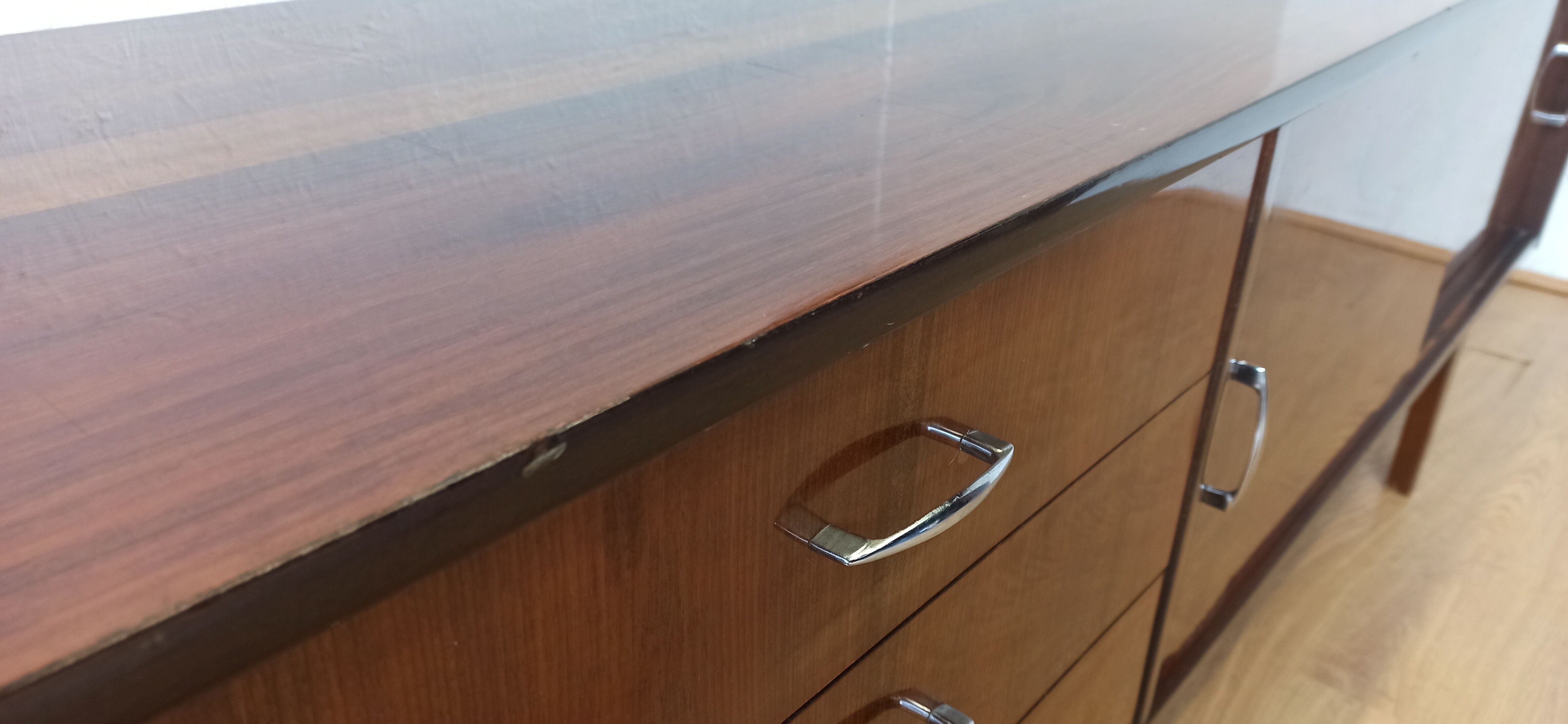 Modernist long sideboard of the 1970s