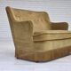 1970s, Danish 2-seater sofa, light green furniture velour, beech wood.