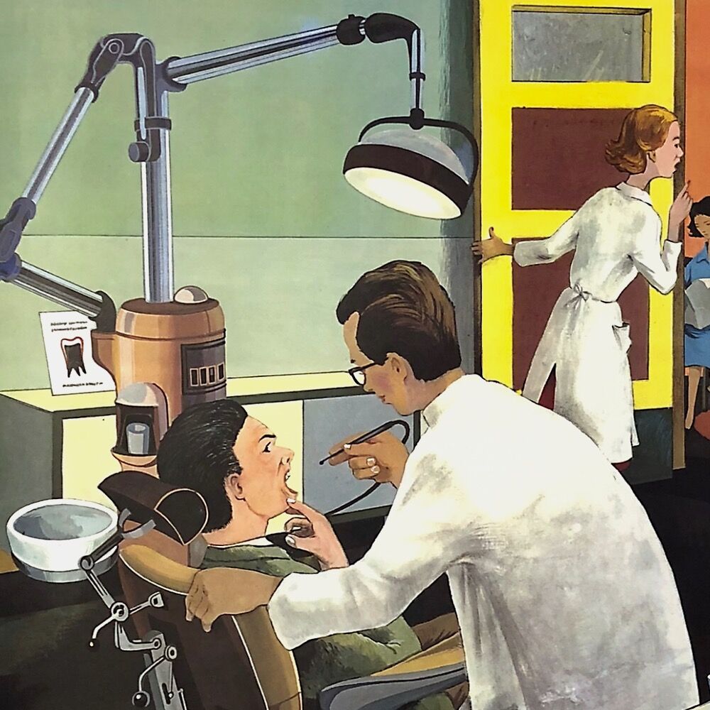 Educational poster "LA POSTE" and "CHEZ LE DENTISTE"