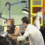 Educational poster "LA POSTE" and "CHEZ LE DENTISTE"