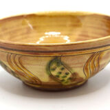 Handmade bowl made in yellow France with abstract foliage