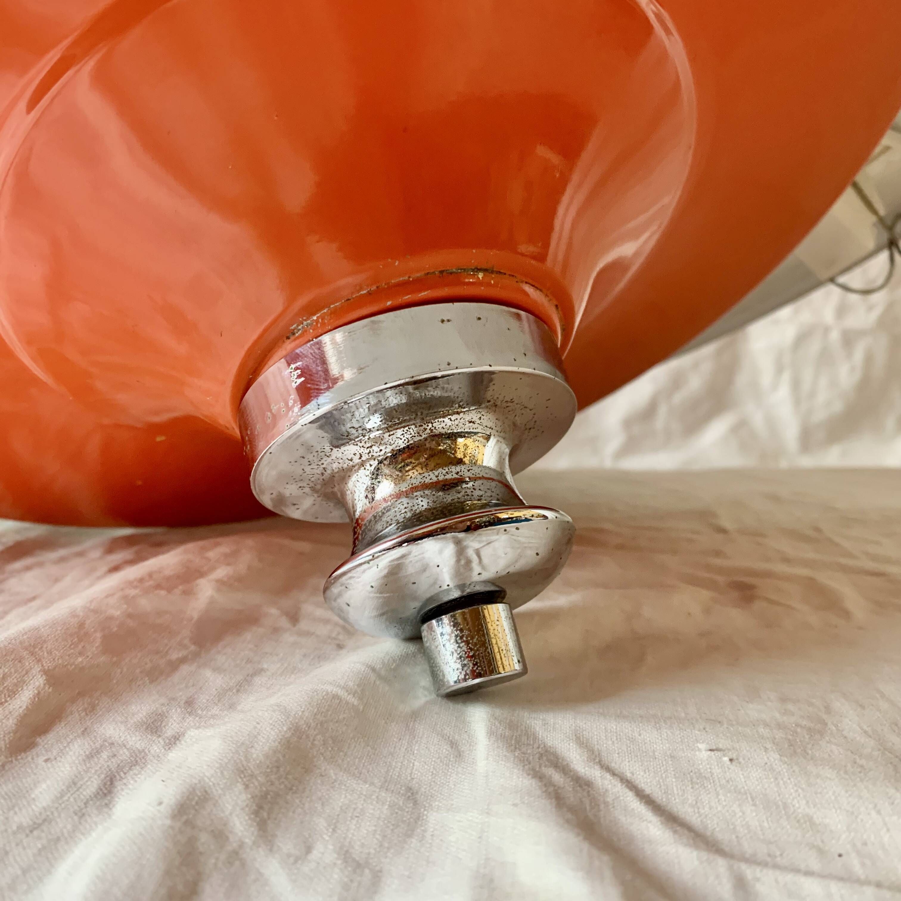 Suspension Space Age Design en métal laqué orange