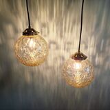 Amber bubble glass vintage pendant, 1970s