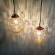 Amber bubble glass vintage pendant, 1970s