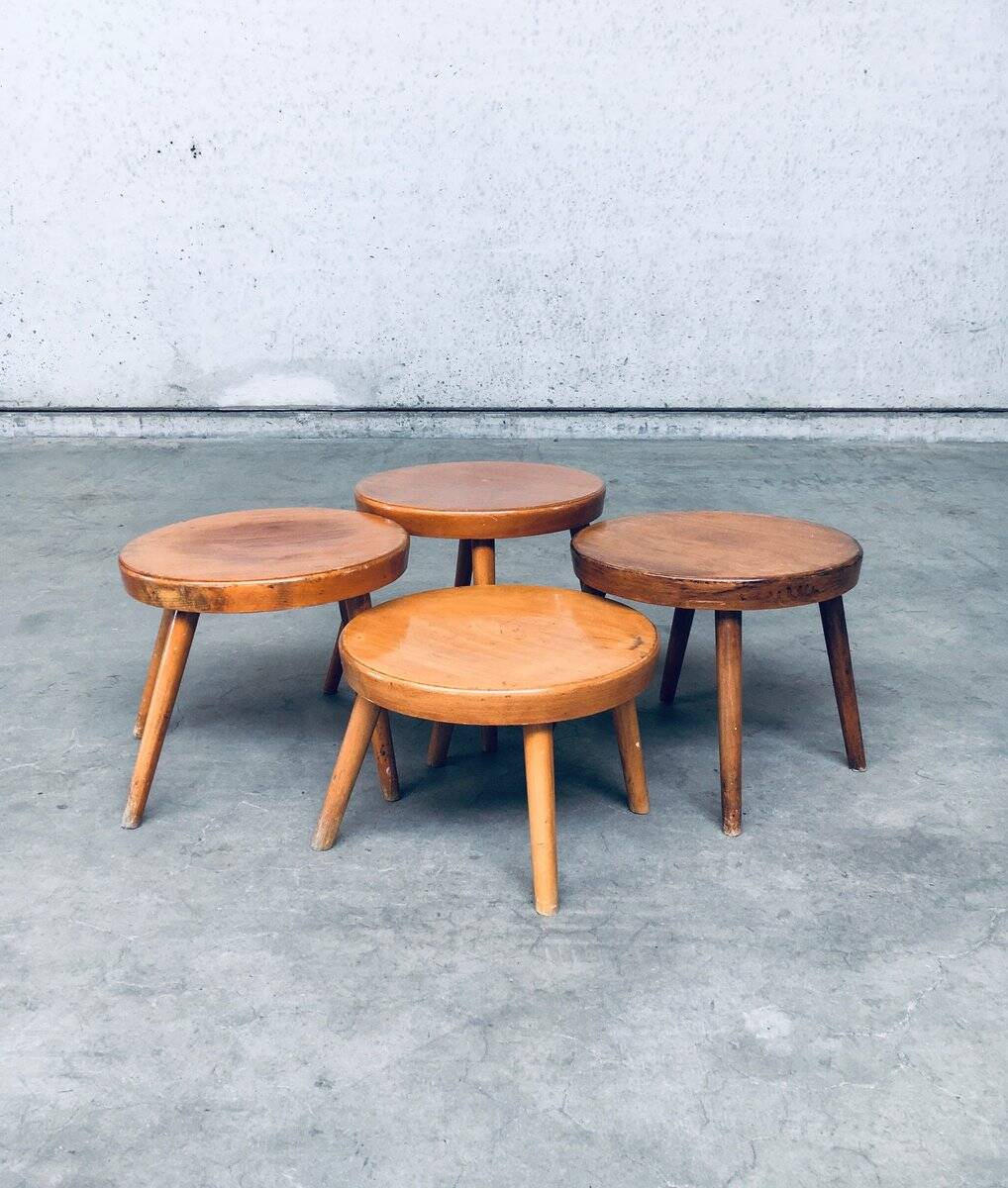Mid-Century Low Side Table Set, Belgium, 1950s, Set of 4
