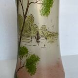 Legras painted frosted glass vase
