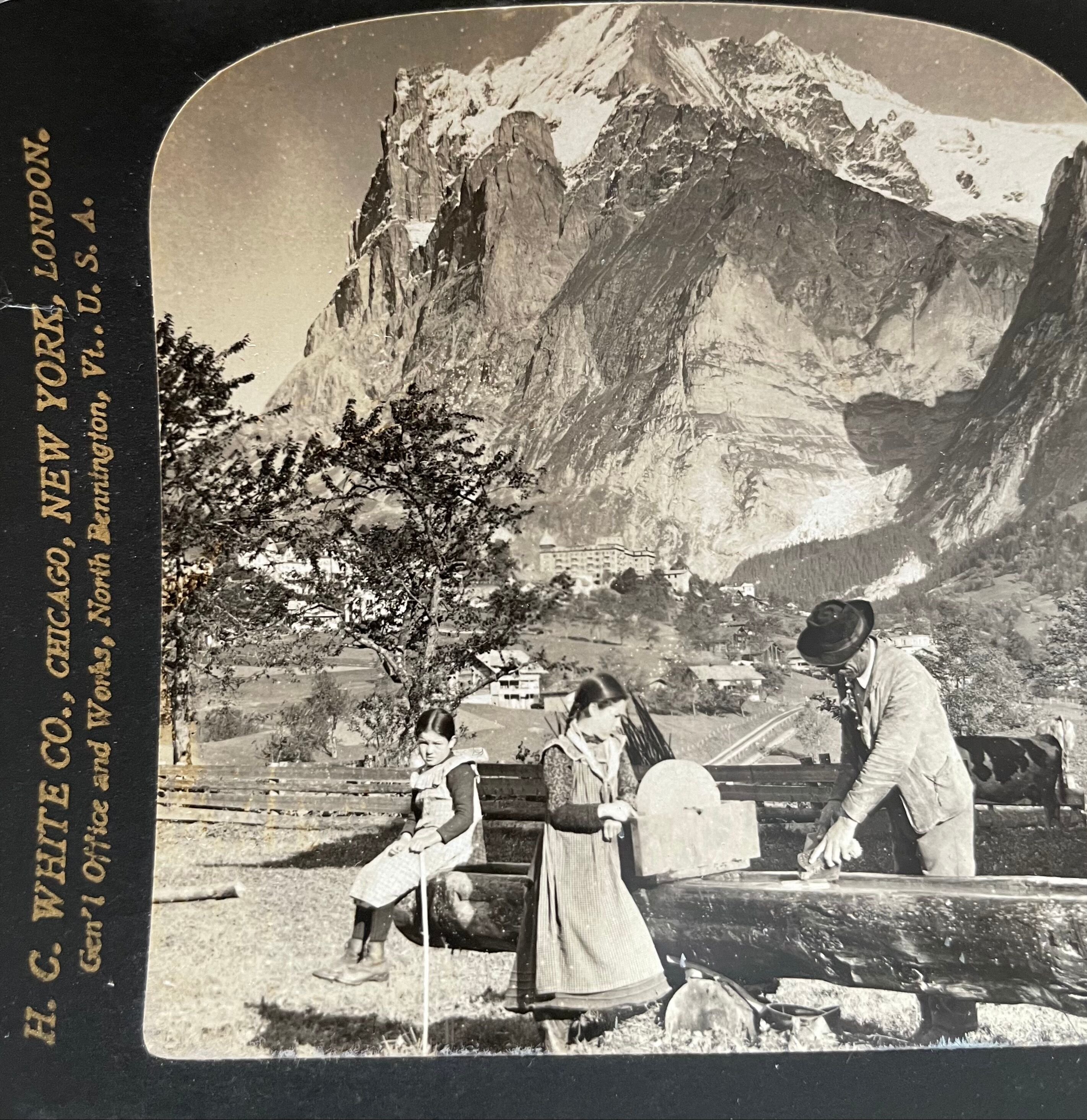 Old photography stereo, stereograph, luxury albumine 1903 Bernese Alps, Switzerland