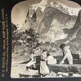 Old photography stereo, stereograph, luxury albumine 1903 Bernese Alps, Switzerland