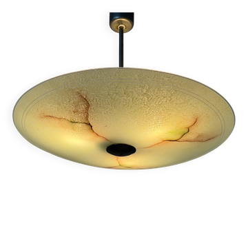Suspension Art Déco en verre vert, années 1940, Allemagne