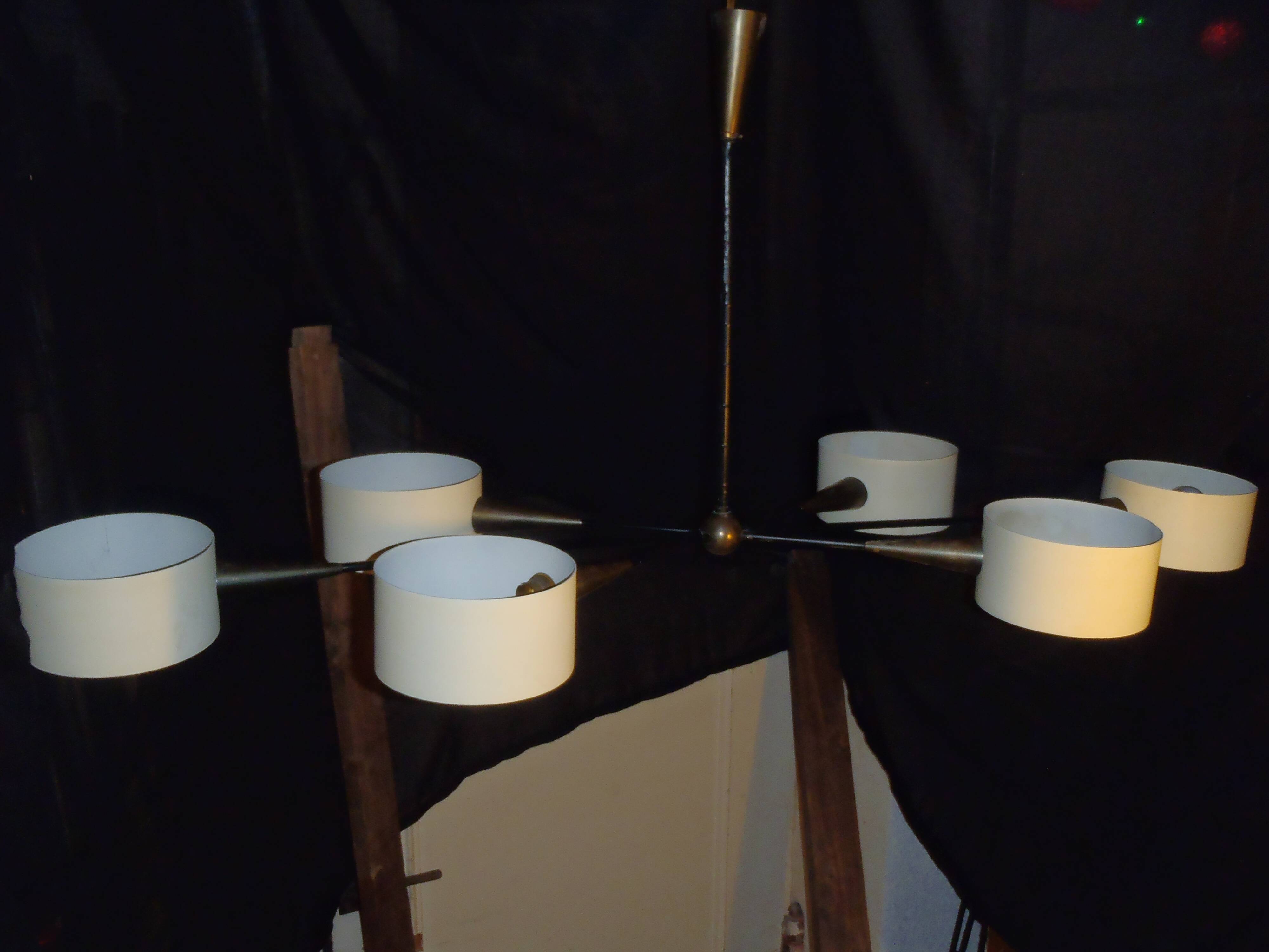 6-light art deco chandelier from the 30s/40s