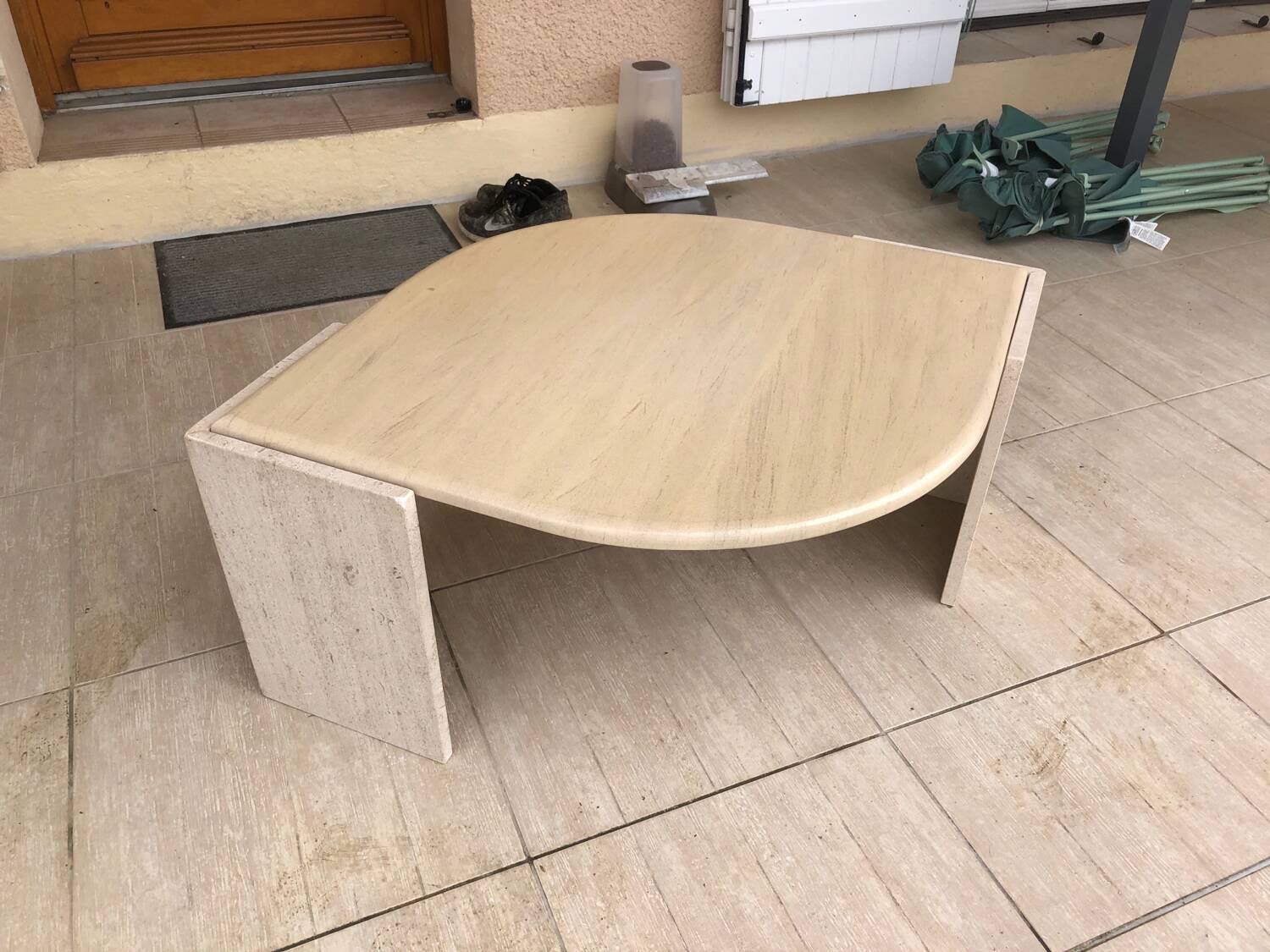 Vintage water drop travertine coffee table