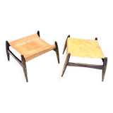 Pair of Ottomans, Rosewood and leather, by Liceu Das Artes e Oficios, Brazil 1960