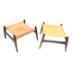 Paire d'Ottomans, Palissandre et cuir, par Liceu Das Artes e Oficios, Bresil 1960
