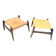 Paire d'Ottomans, Palissandre et cuir, par Liceu Das Artes e Oficios, Bresil 1960