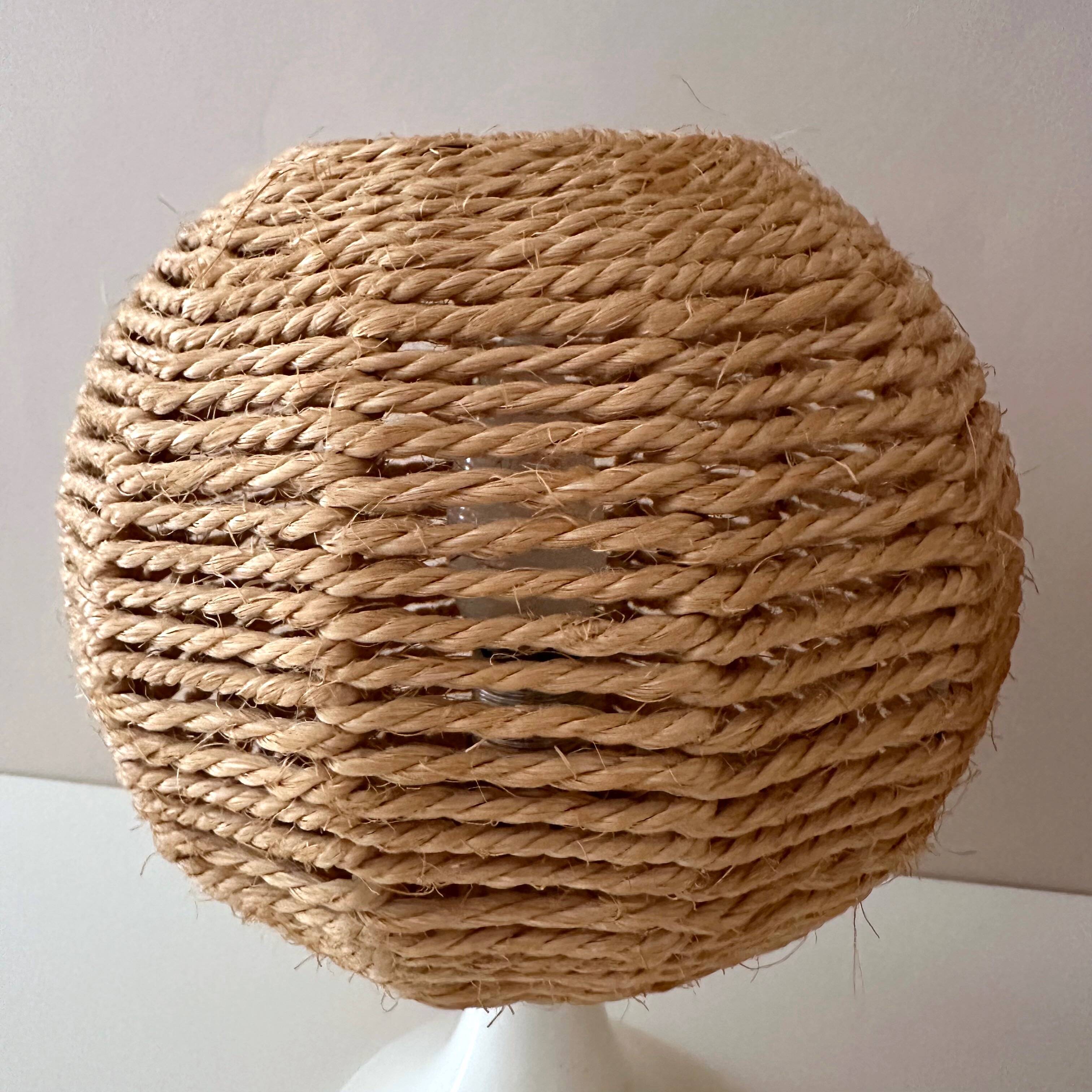 2 vintage table lamps, bedside lamp, sisal lamps, ball lamp, boho, mid-century interior