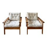Pair of pine armchairs, 1980s, Sweden