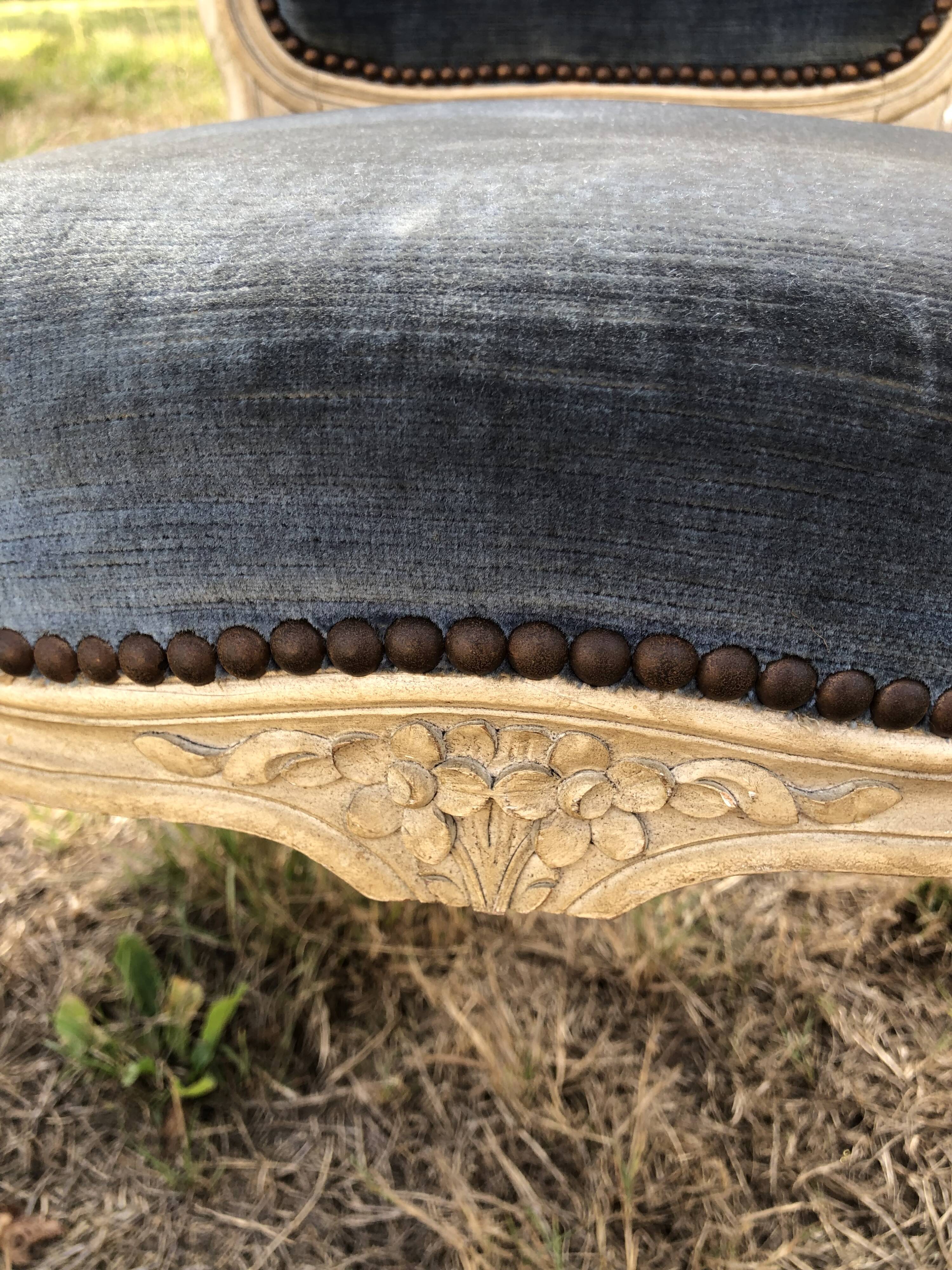 Pair of blue Louis XV style armchairs