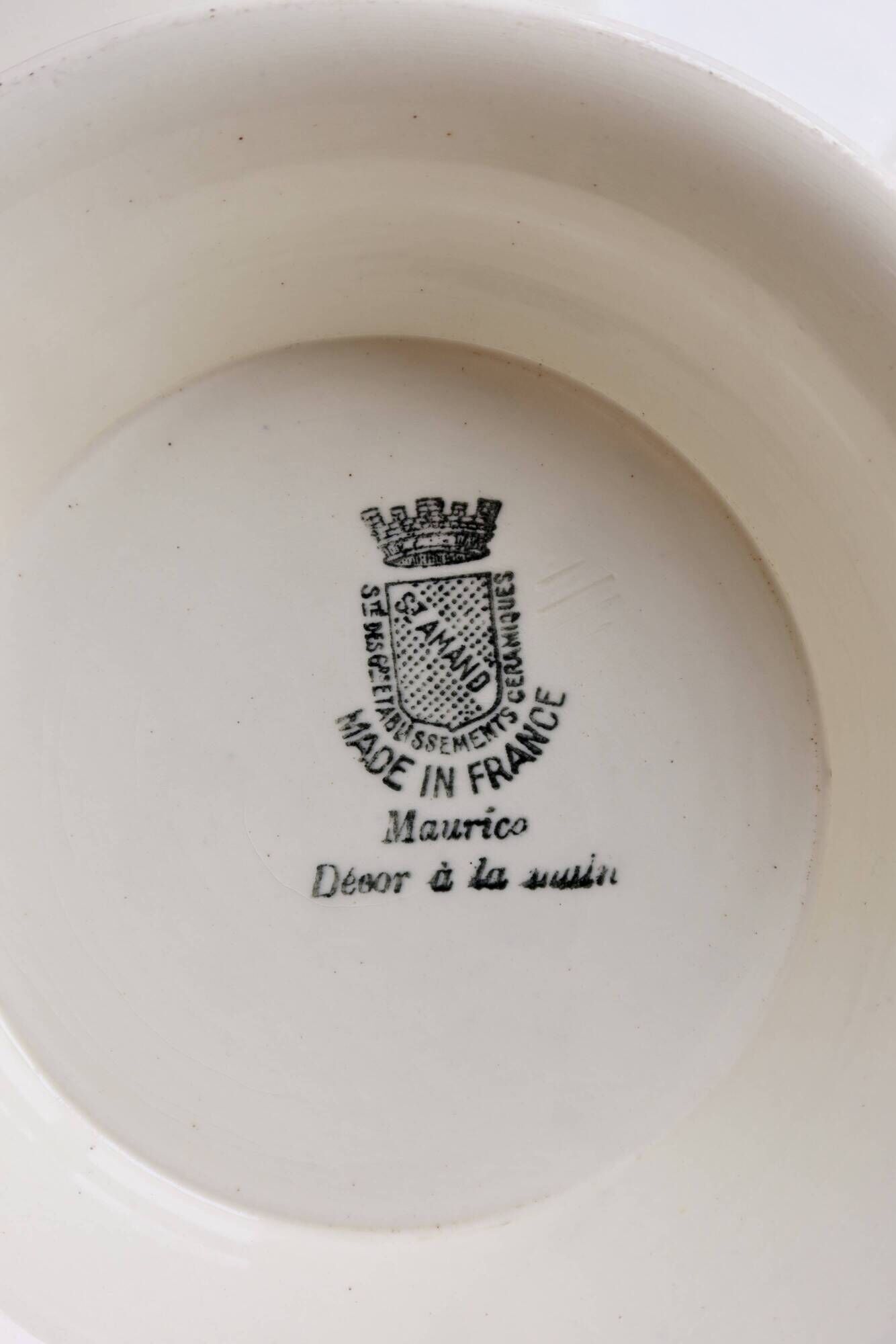 Vintage faience compote from Saint-Amand, model Maurice – Floral decoration