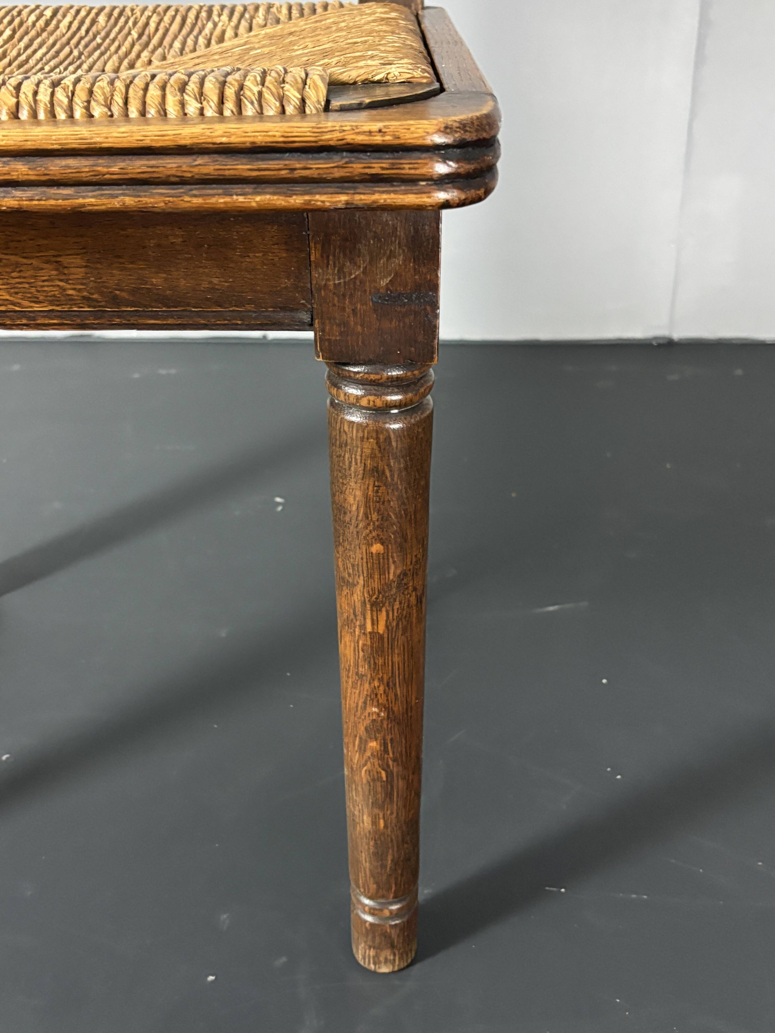 6 Farmhouse wood turned rush dining chairs