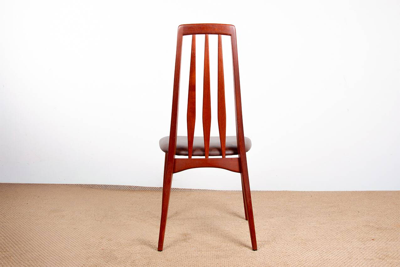 6 Danish chairs in teak and new leather, model "Eva" by Niels Koefoed.