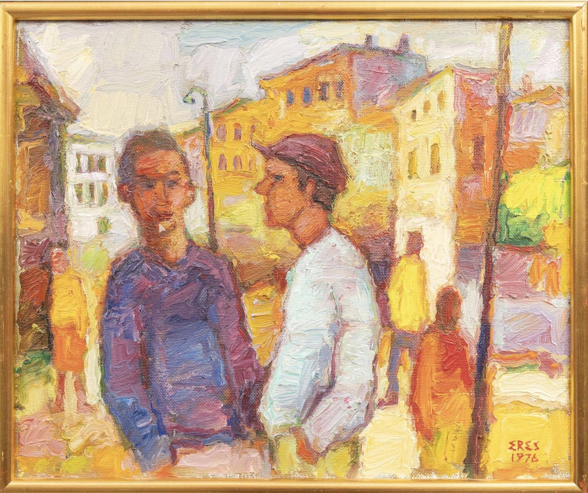 A.Eres Vintage Original Oil on canvas Painting, Expessionist, Signed 1976
