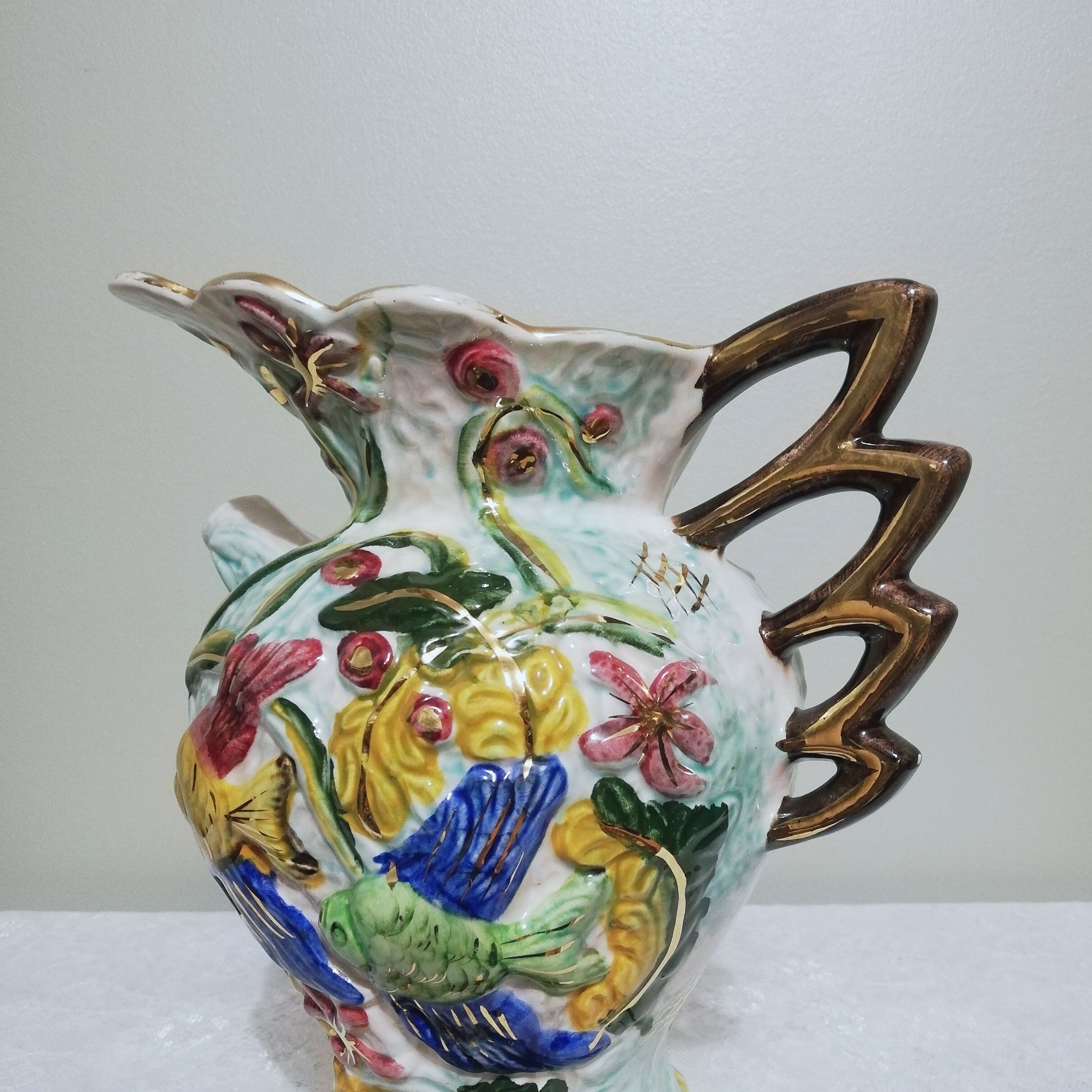 Ceramic pitcher vase signed Hubert Bequet