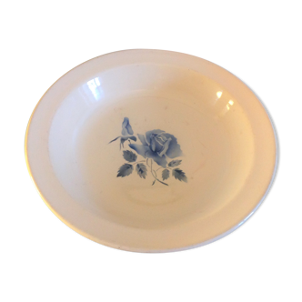 Creamy white dish and blue flowers from the earthenware factories of Digoin Sarreguemines / vintage 50s-60s