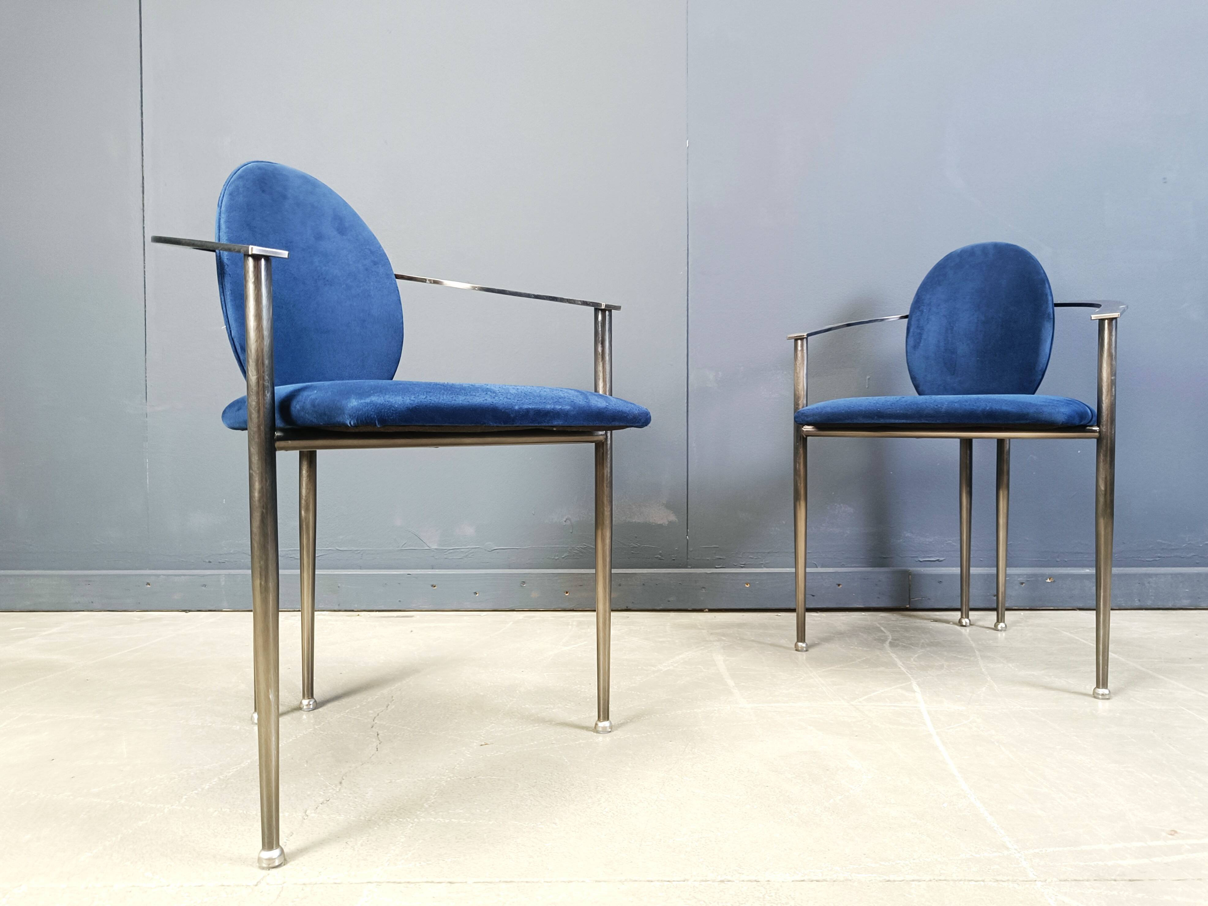 Ensemble de 6 chaises de salle à manger postmodernes par Belgochrom, années 1980