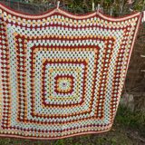 plaid - couverture au crochet granny couleurs vintage 138 x 110 cm