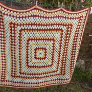 plaid - granny crochet blanket vintage colors 138 x 110 cm