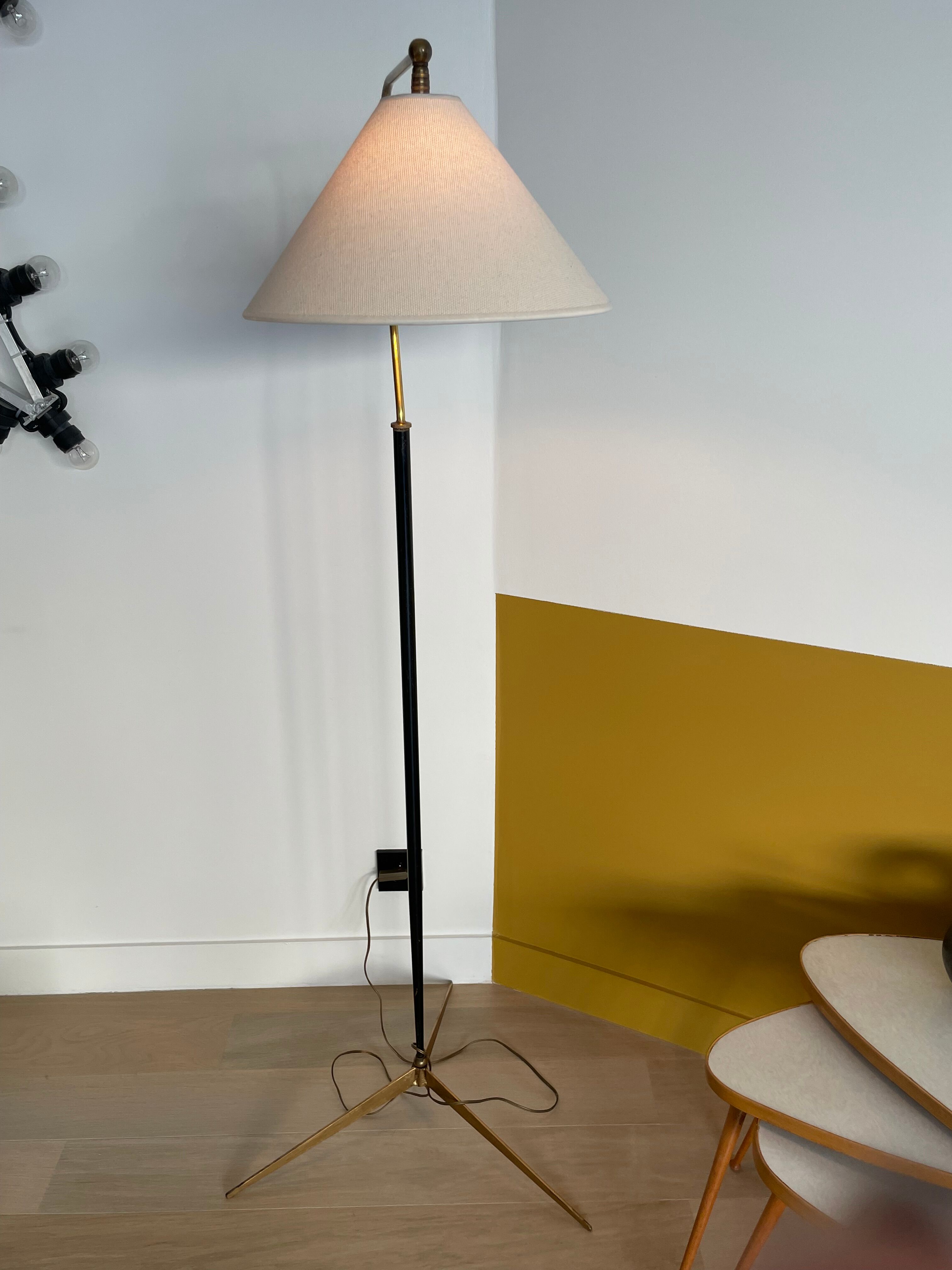 Vintage brass and metal floor lamp