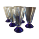 6 cobalt blue Art Deco footed glasses