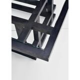 Table basse bois et verre années 80