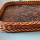 Large wood and wicker tray
