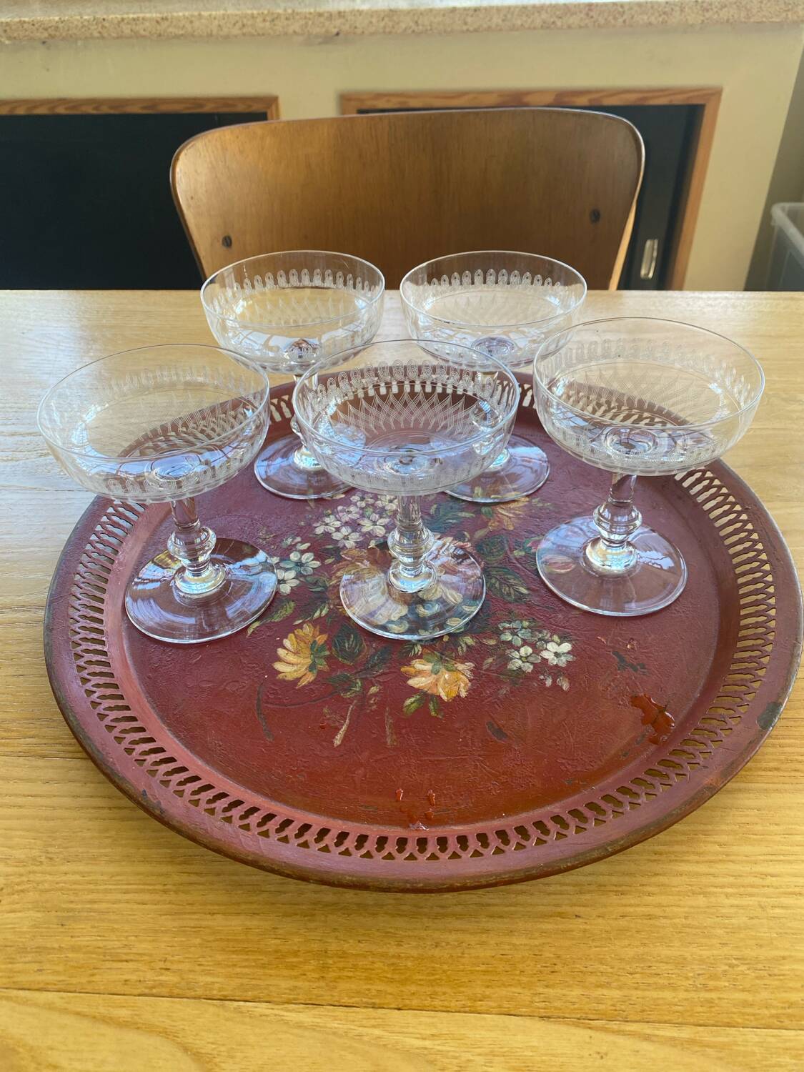 5 coupes à champagne en cristal