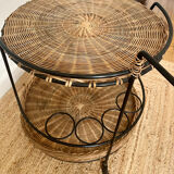 Airborne wicker and metal rolling trolley