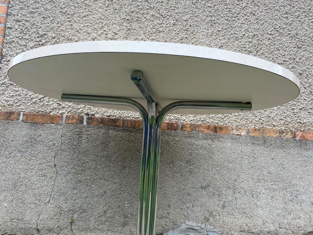 Round kitchen dining table 100cm chrome legs