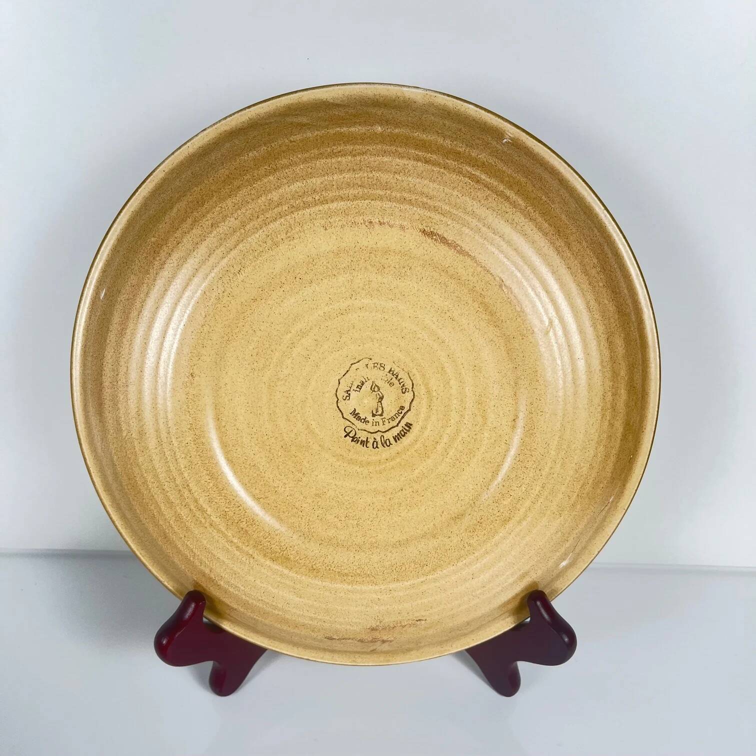 Set of 4 Salins plates with green rim, 20th century