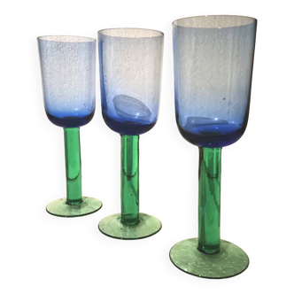 Set of 3 vintage wine glasses