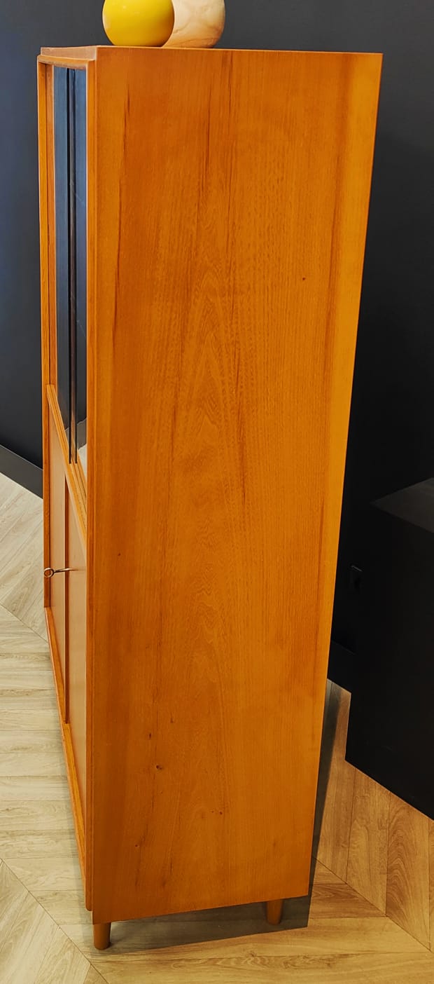 Mid century highboard vintage display cabinet, bookcase