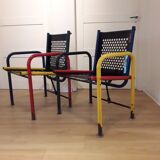 Paire de chaises cubistes en métal France des années 1950.