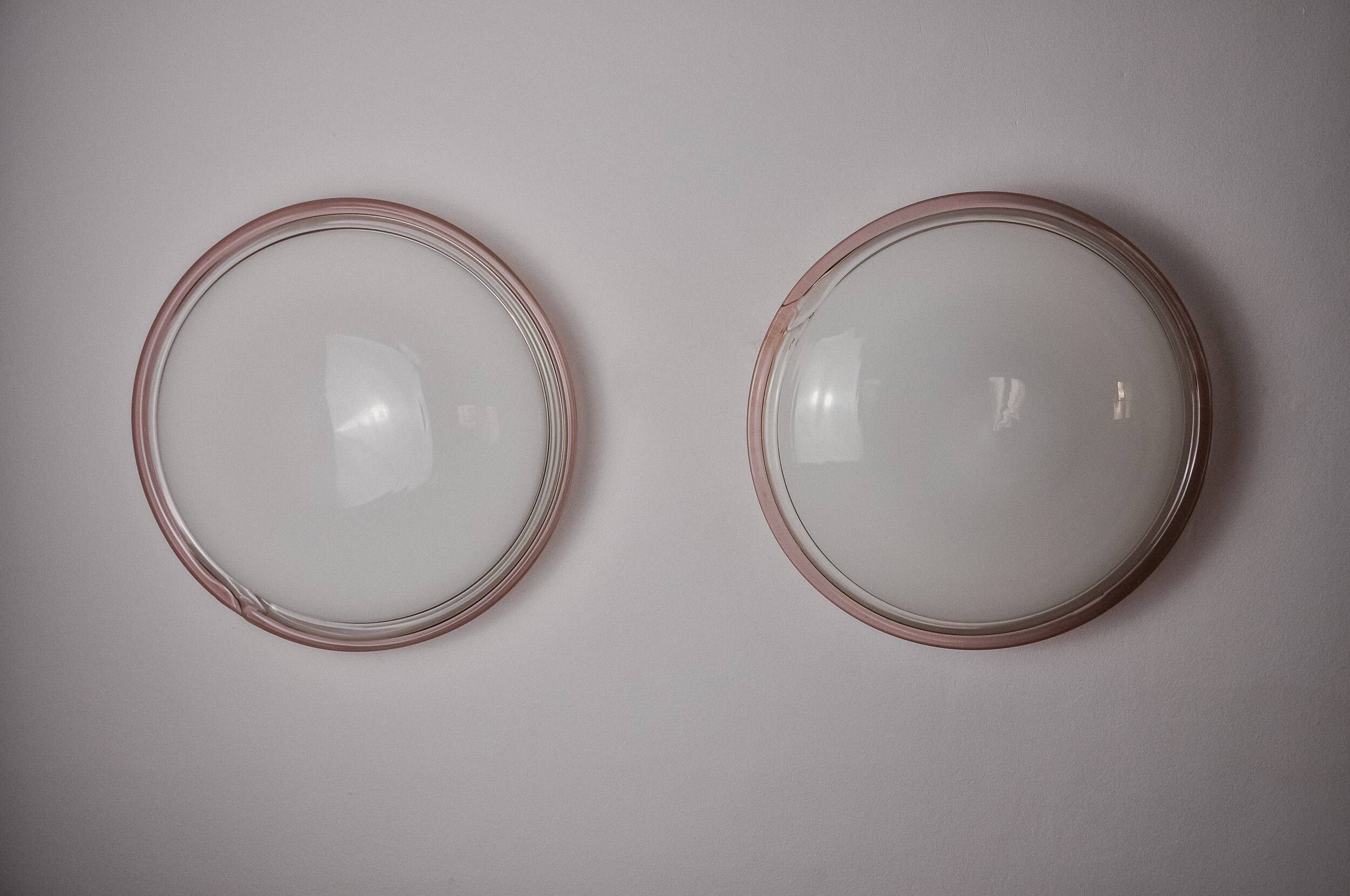 Pair of XL Murano glass "Ronda" wall lights by Leucos, Italy, 1970
