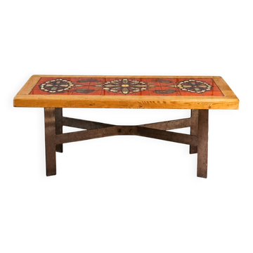 Table basse en fer forgé et céramique