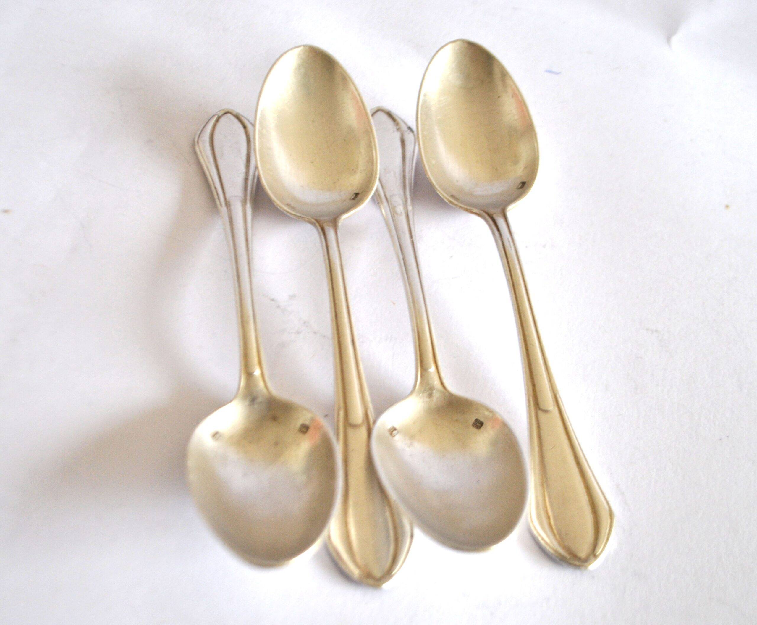 SFAM set of 4 Art Deco silver-plated teaspoons in Printania style