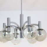 Chrome and glass vintage by Kaiser lights chandelier