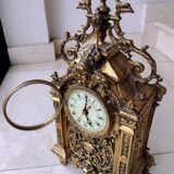 Gilt brass gothic mantle clock