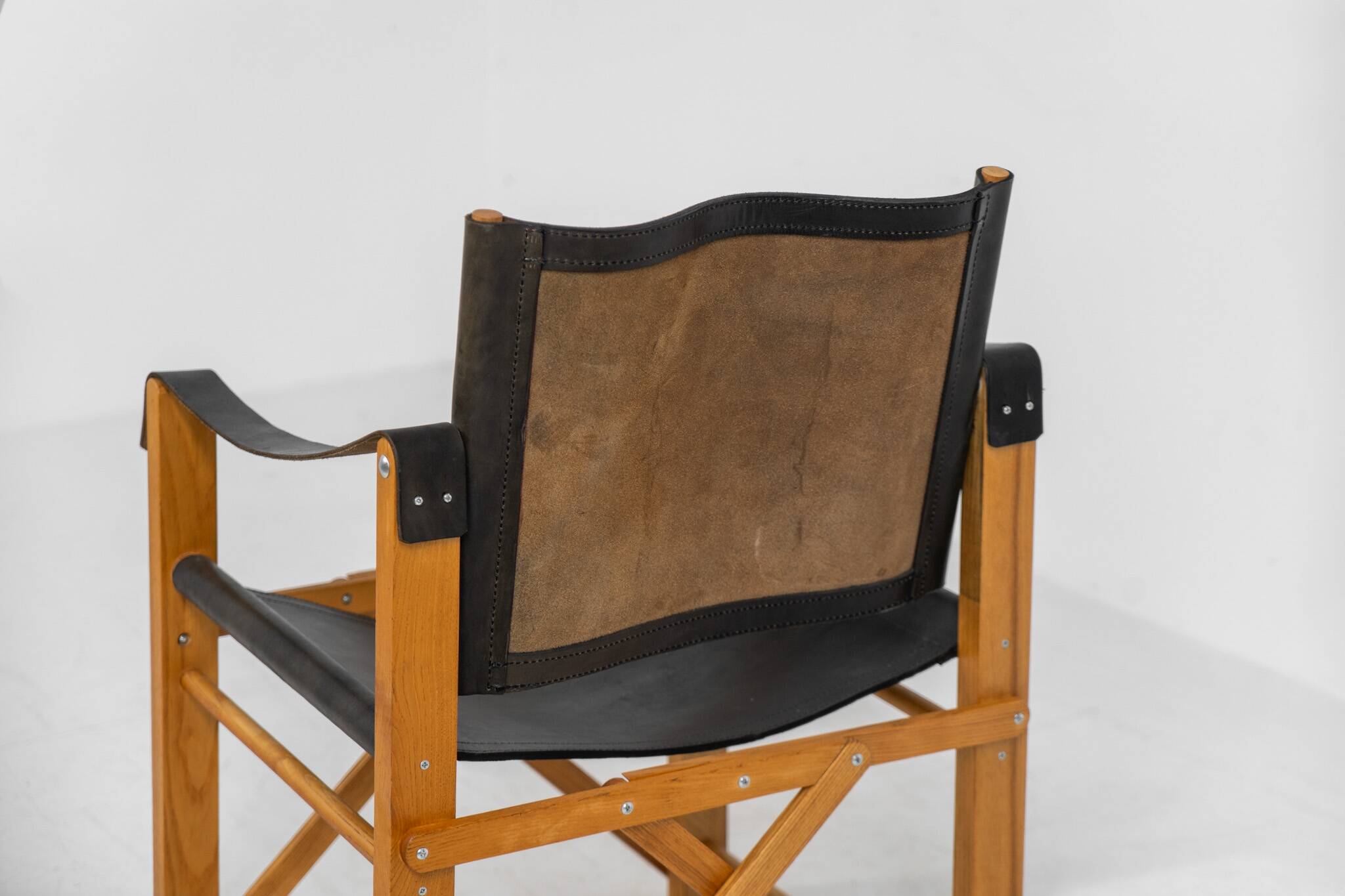 fauteuil safari en chêne et cuir